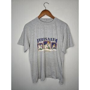 Vintage Jerusalem Shirt Gray Extra Large The Holy Land Tourist Tee